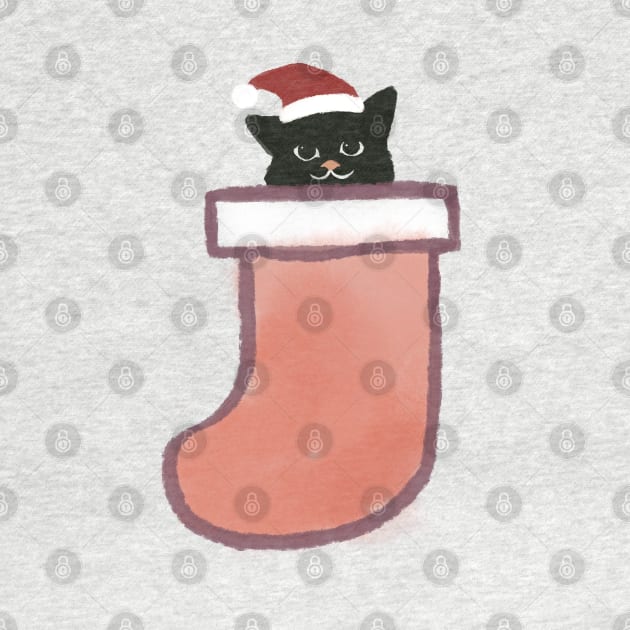 Hidden Cat Xmas Minimal Cat inside sock by Chewbarber